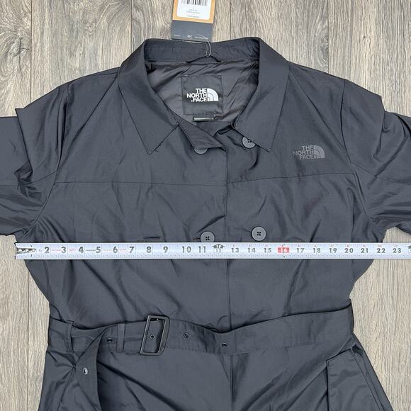 The North Face Trench Coat Size Large Womens Black Belted $169 - Picture 4 of 11